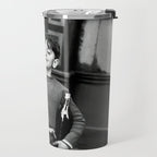 Little Boy and Bottles of Wine, Black and White Vintage Art Travel Mug Gallery Image 2