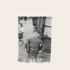 Little Boy and Bottles of Wine, Black and White Vintage Art Wall Hanging Gallery Image 1