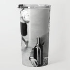 Little Boy and Bottles of Wine, Black and White Vintage Art Travel Mug Gallery Image 3