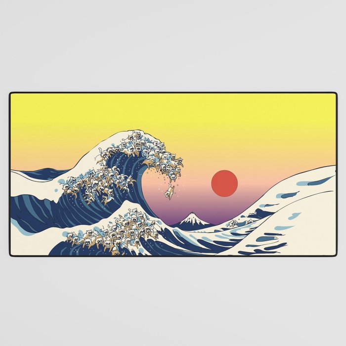 The Great Wave Of  Cat Desk Mat Gallery Image 3