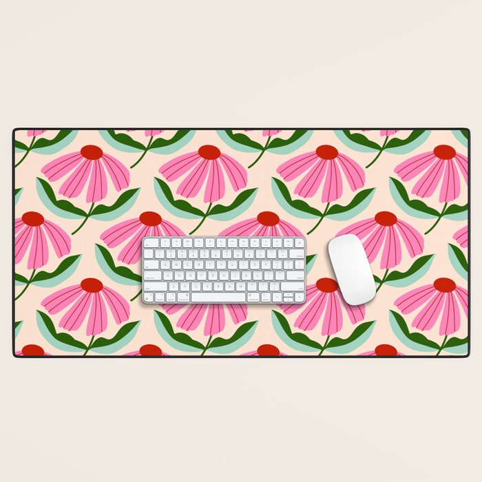 Pink and Red Daisy Desk Mat Gallery Image 1