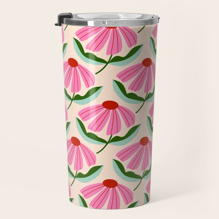 Pink and Red Daisy Travel Mug Gallery Image 3