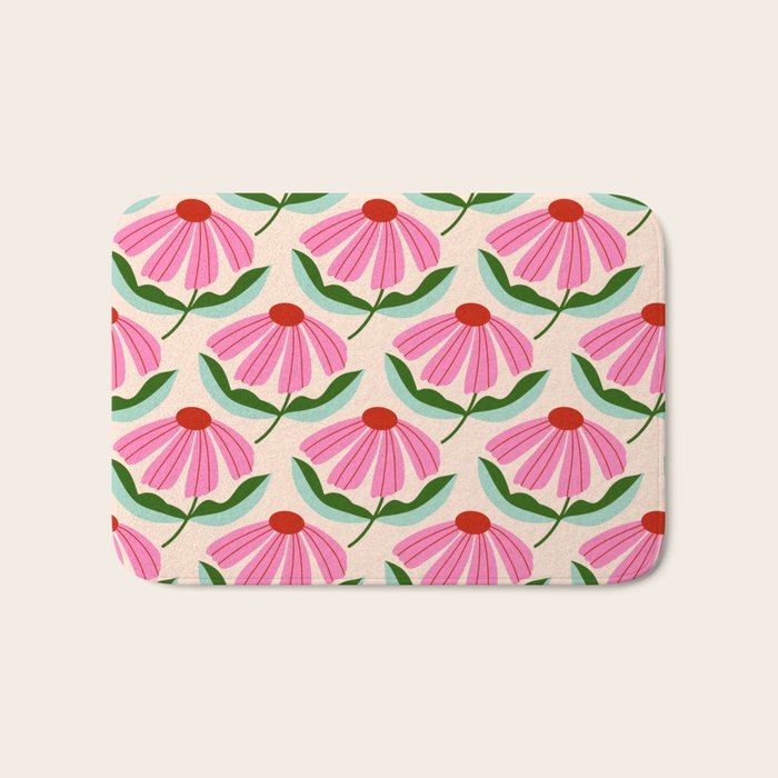 Pink and Red Daisy Bath Mat Gallery Image 1