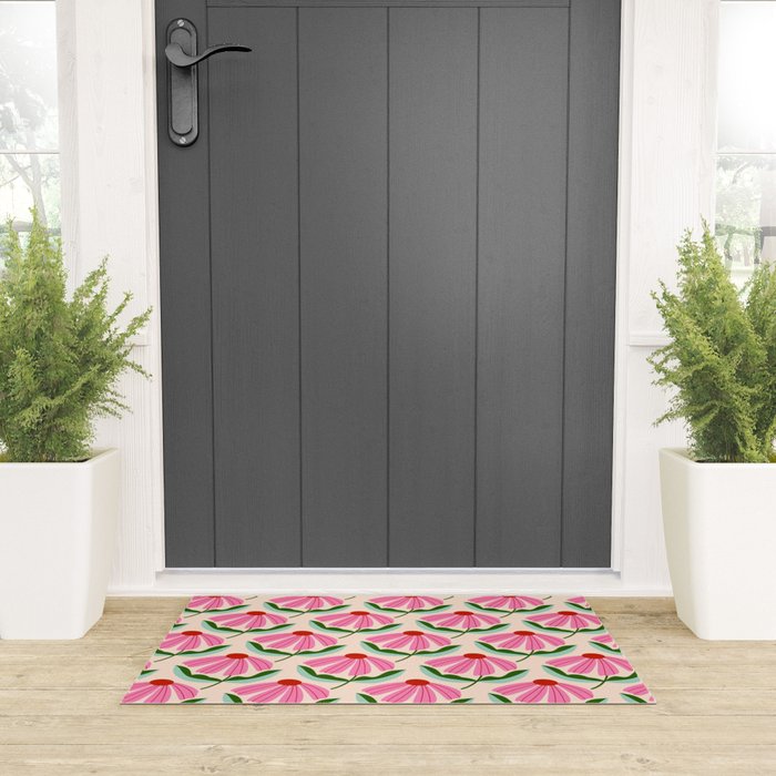 Pink and Red Daisy Welcome Mat Gallery Image 3
