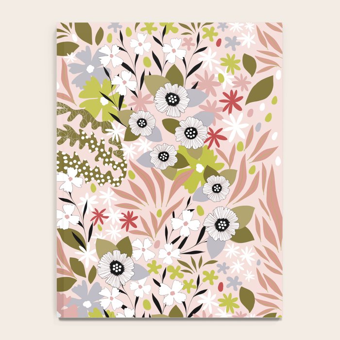 Maximalist Boho Floral Pattern 2. Olive & Blush Notebook Gallery Image 4