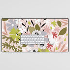 Maximalist Boho Floral Pattern 2. Olive & Blush Desk Mat Gallery Image 1