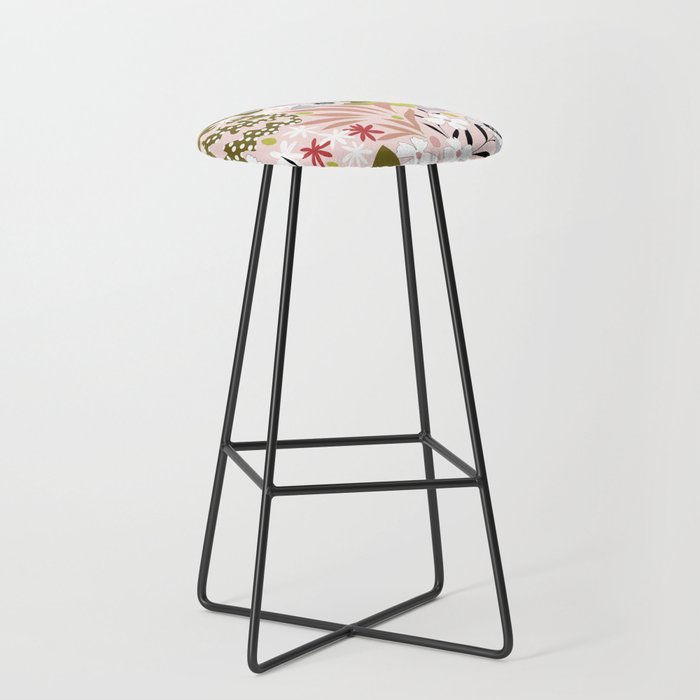 Maximalist Boho Floral Pattern 2. Olive & Blush Stool Gallery Image 1