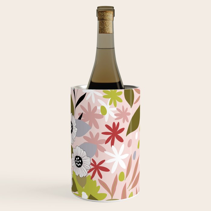 Maximalist Boho Floral Pattern 2. Olive & Blush Wine Chiller Gallery Image 3