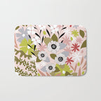 Maximalist Boho Floral Pattern 2. Olive & Blush Bath Mat Gallery Image 1