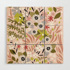 Maximalist Boho Floral Pattern 2. Olive & Blush Wood Wall Art Gallery Image 1