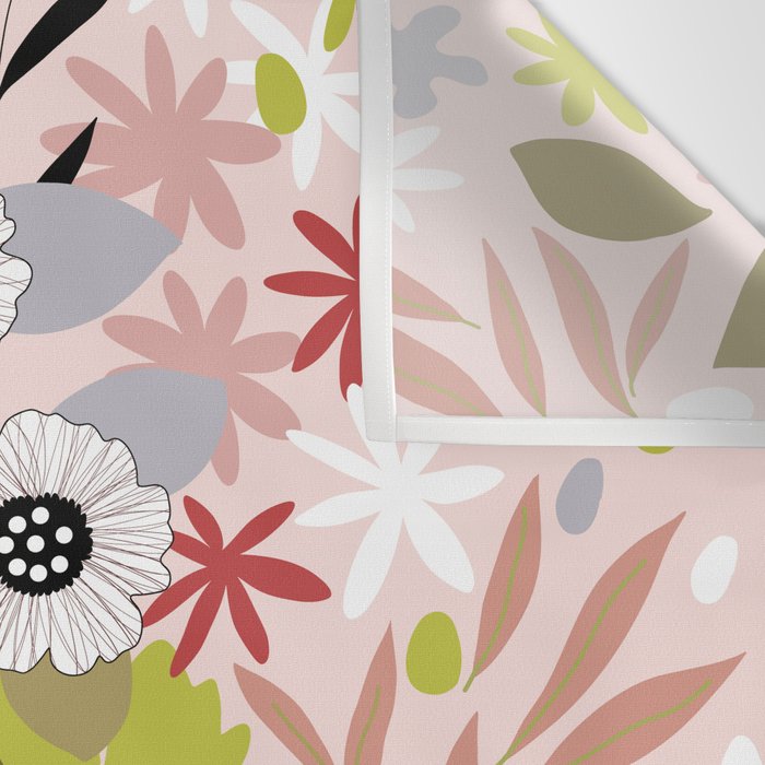 Maximalist Boho Floral Pattern 2. Olive & Blush Wall Tapestry Gallery Image 3