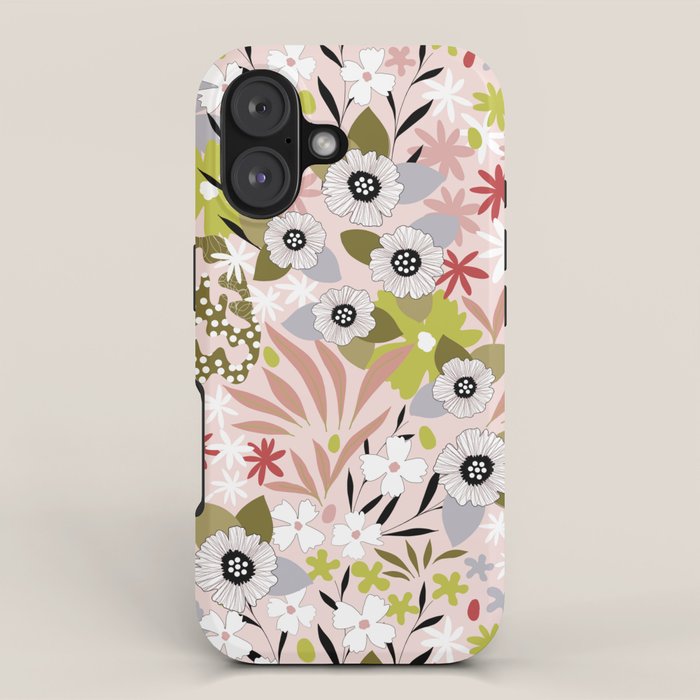 Maximalist Boho Floral Pattern 2. Olive & Blush iPhone Case Gallery Image 1