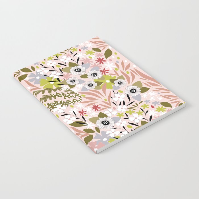 Maximalist Boho Floral Pattern 2. Olive & Blush Notebook Gallery Image 2