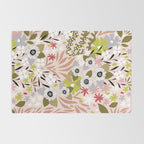 Maximalist Boho Floral Pattern 2. Olive & Blush Rug Gallery Image 2