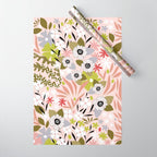 Maximalist Boho Floral Pattern 2. Olive & Blush Wrapping Paper Gallery Image 1