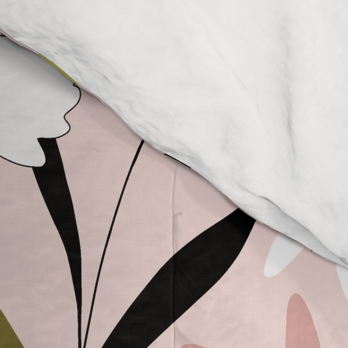 Maximalist Boho Floral Pattern 2. Olive & Blush Comforter Gallery Image 4