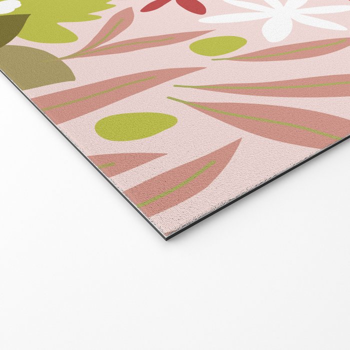 Maximalist Boho Floral Pattern 2. Olive & Blush Welcome Mat Gallery Image 2