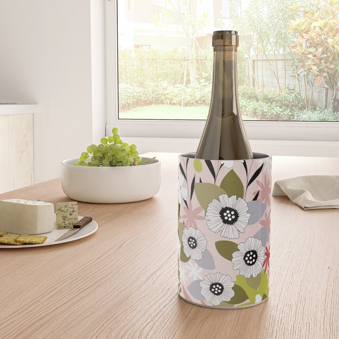 Maximalist Boho Floral Pattern 2. Olive & Blush Wine Chiller Gallery Image 4