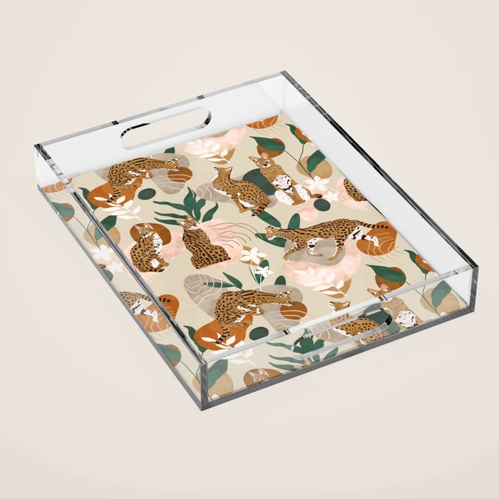 Serval cat abstract nature Acrylic Tray Gallery Image 1