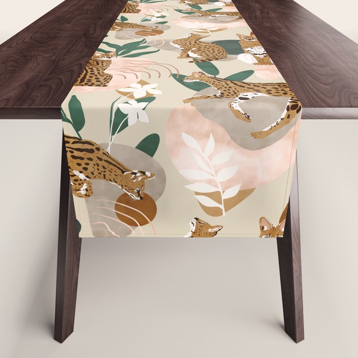 Serval cat abstract nature Table Runner Gallery Image 1