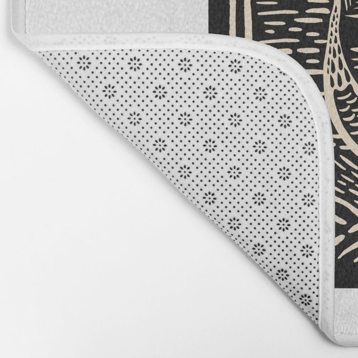 Quail Block Print - Black & Beige Bath Mat Gallery Image 2
