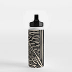 Quail Block Print - Black & Beige Water Bottle Gallery Image 2