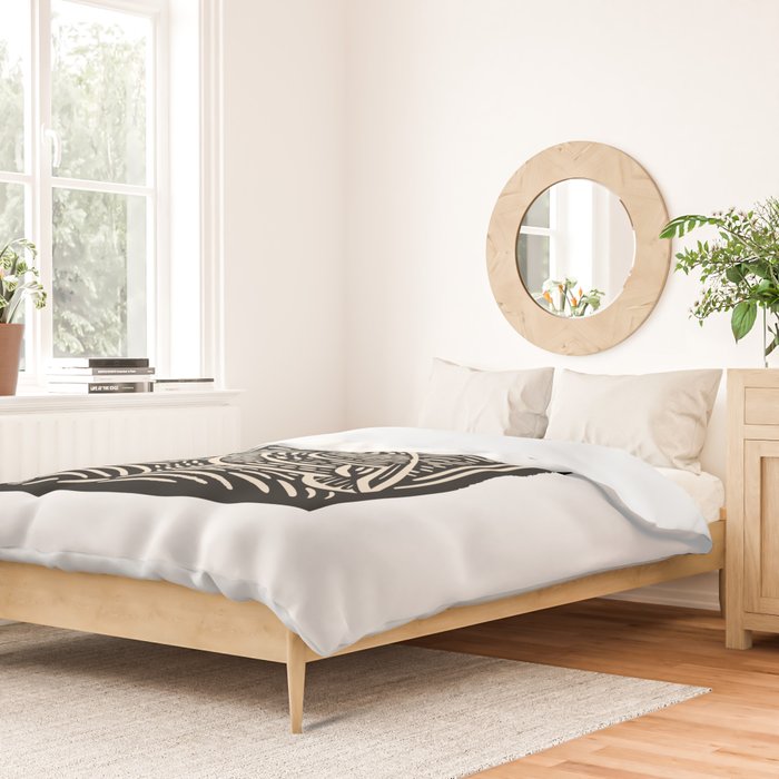 Quail Block Print - Black & Beige Duvet Cover Gallery Image 2