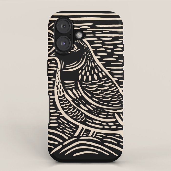 Quail Block Print - Black & Beige iPhone Case Gallery Image 1