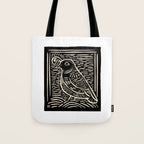 Quail Block Print - Black & Beige Tote Bag Gallery Image 1