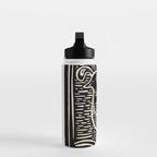 Quail Block Print - Black & Beige Water Bottle Gallery Image 3