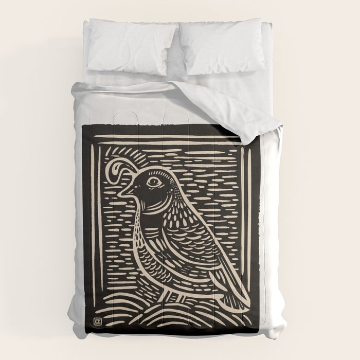 Quail Block Print - Black & Beige Comforter Gallery Image 6