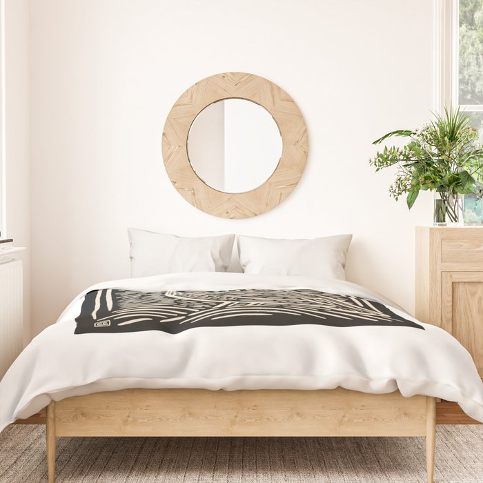 Quail Block Print - Black & Beige Duvet Cover Gallery Image 3