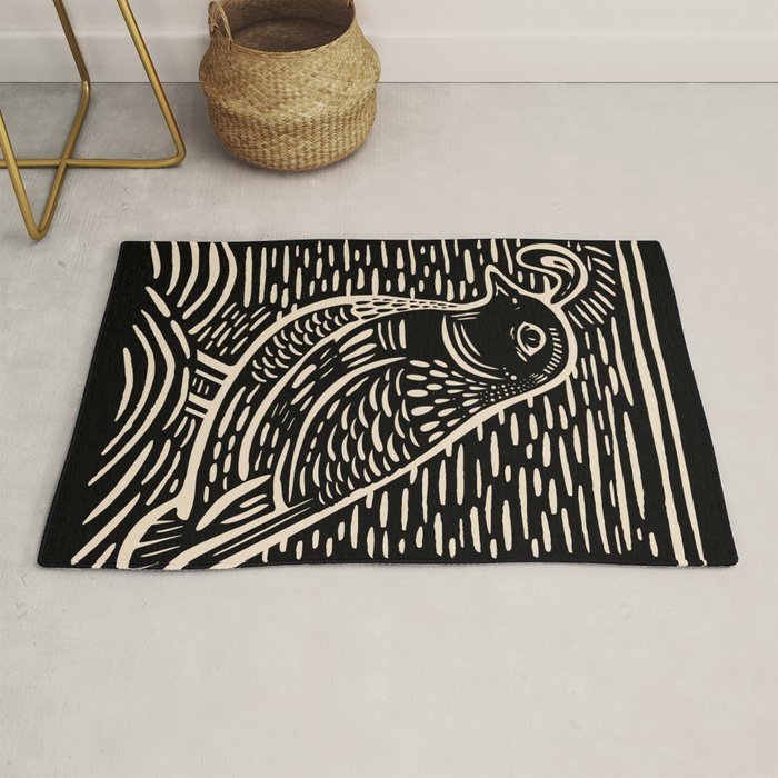 Quail Block Print - Black & Beige Rug Gallery Image 1
