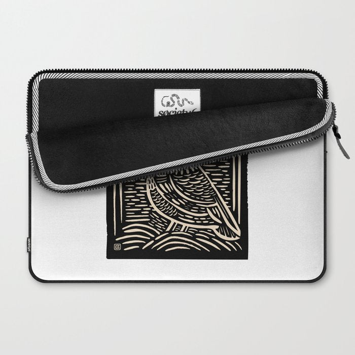 Quail Block Print - Black & Beige Laptop Sleeve Gallery Image 2