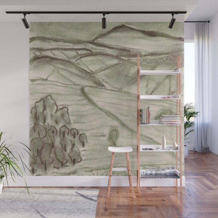 Charcoal Landscape Wall Mural Gallery Image 1