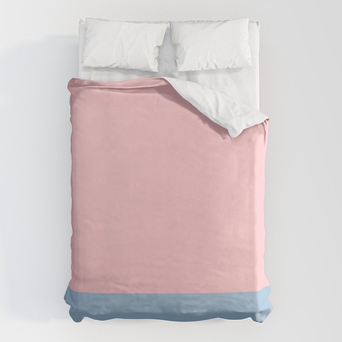 Minimalist Color Block Striped Solid in Pastel Pink and Baby Blue Duvet Cover Gallery Image 6