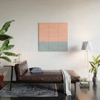 Minimalist Color Block Striped Solid in Pastel Pink and Baby Blue Wood Wall Art Gallery Image 2