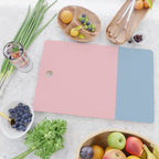 Minimalist Color Block Striped Solid in Pastel Pink and Baby Blue Cutting Board Gallery Image 2