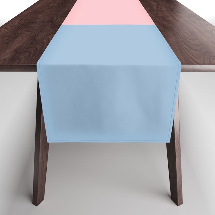 Minimalist Color Block Striped Solid in Pastel Pink and Baby Blue Table Runner Gallery Image 1