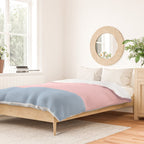 Minimalist Color Block Striped Solid in Pastel Pink and Baby Blue Duvet Cover Gallery Image 2