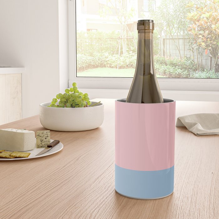 Minimalist Color Block Striped Solid in Pastel Pink and Baby Blue Wine Chiller Gallery Image 4