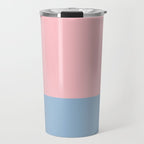 Minimalist Color Block Striped Solid in Pastel Pink and Baby Blue Travel Mug Gallery Image 1