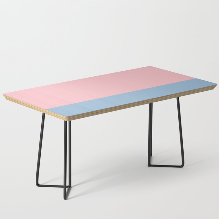 Minimalist Color Block Striped Solid in Pastel Pink and Baby Blue Coffee Table Gallery Image 1