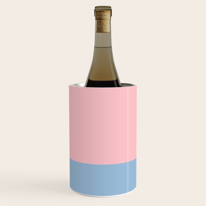 Minimalist Color Block Striped Solid in Pastel Pink and Baby Blue Wine Chiller Gallery Image 1