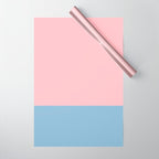 Minimalist Color Block Striped Solid in Pastel Pink and Baby Blue Wrapping Paper Gallery Image 1