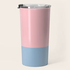 Minimalist Color Block Striped Solid in Pastel Pink and Baby Blue Travel Mug Gallery Image 3