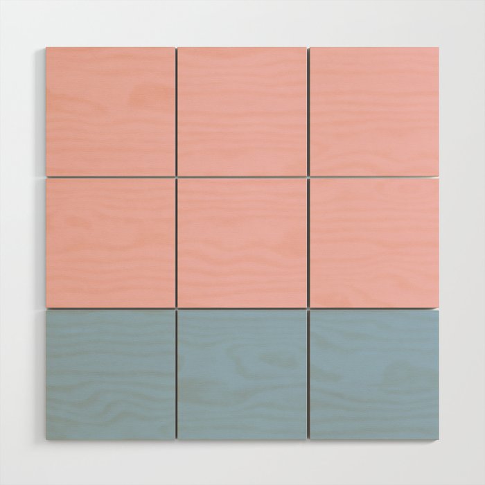 Minimalist Color Block Striped Solid in Pastel Pink and Baby Blue Wood Wall Art Gallery Image 1