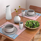 Minimalist Color Block Striped Solid in Pastel Pink and Baby Blue Placemat Gallery Image 2
