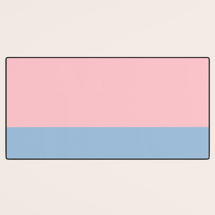 Minimalist Color Block Striped Solid in Pastel Pink and Baby Blue Desk Mat Gallery Image 3