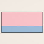 Minimalist Color Block Striped Solid in Pastel Pink and Baby Blue Desk Mat Gallery Image 3